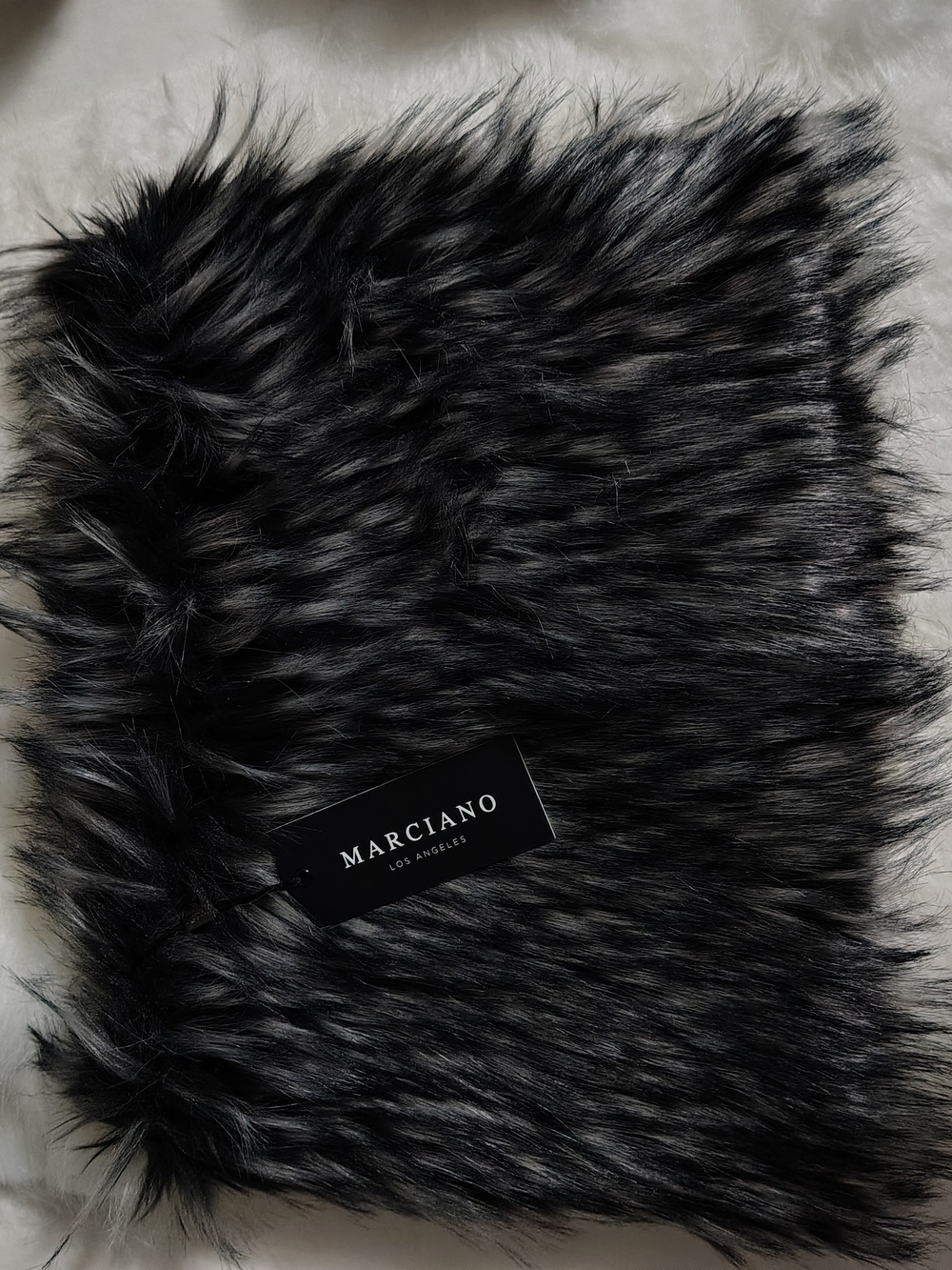 Marciano Men’s Black Faux Fur Scarf - Luxe Plush Accent